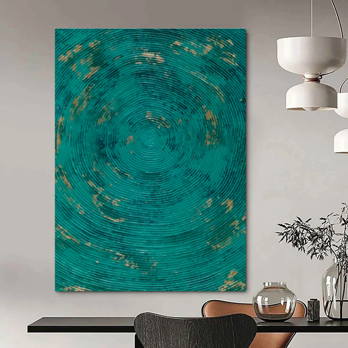 Teal - Gold Textured Art for Beachfront Resort Spa & Boho - Chic Living Room DLZ1794