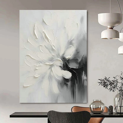 Black - White Flower Abstract Art for Minimalist Home & Monochrome Café DLZ1647