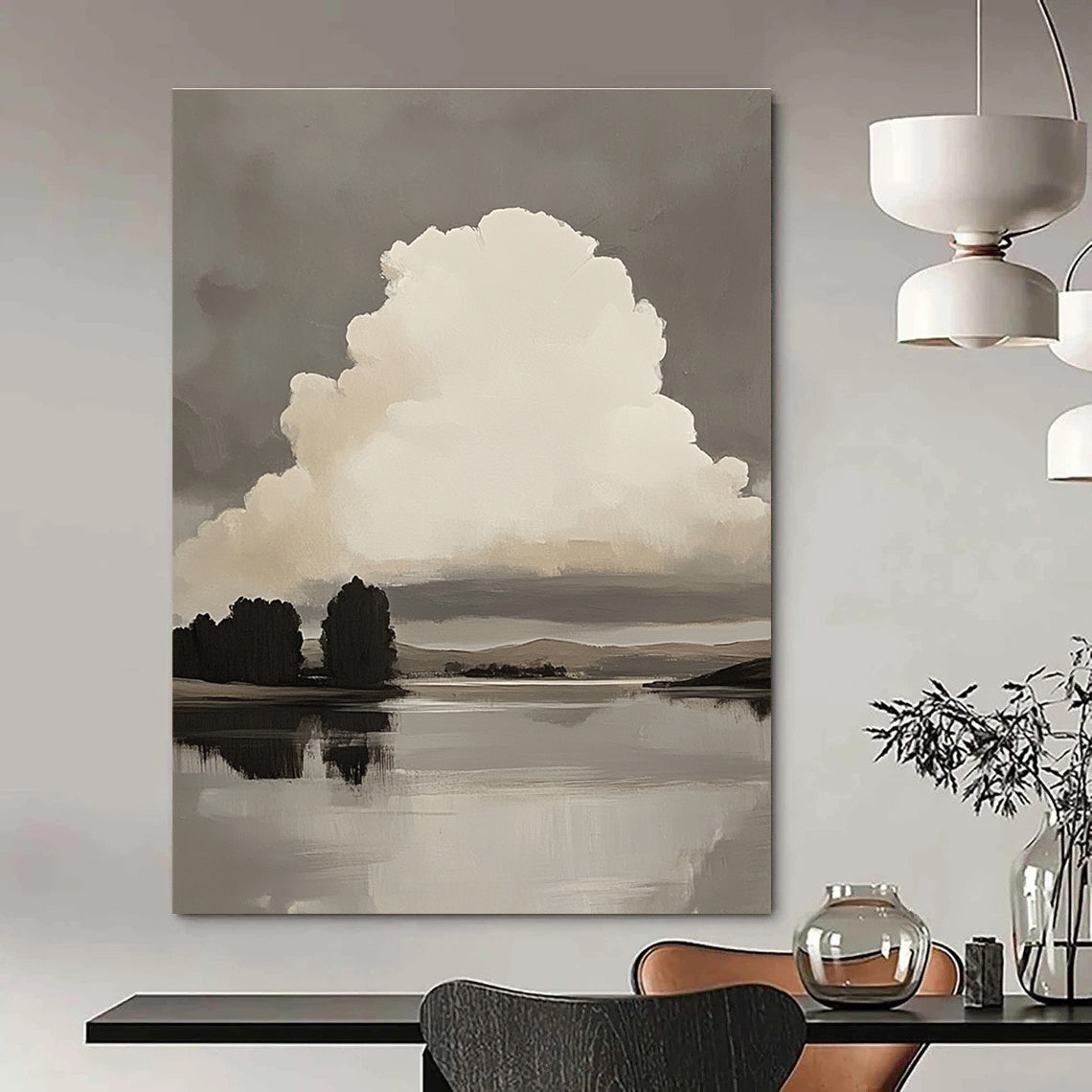 Monochrome Landscape for Rustic Home Office & Art - Loving Library STSC868