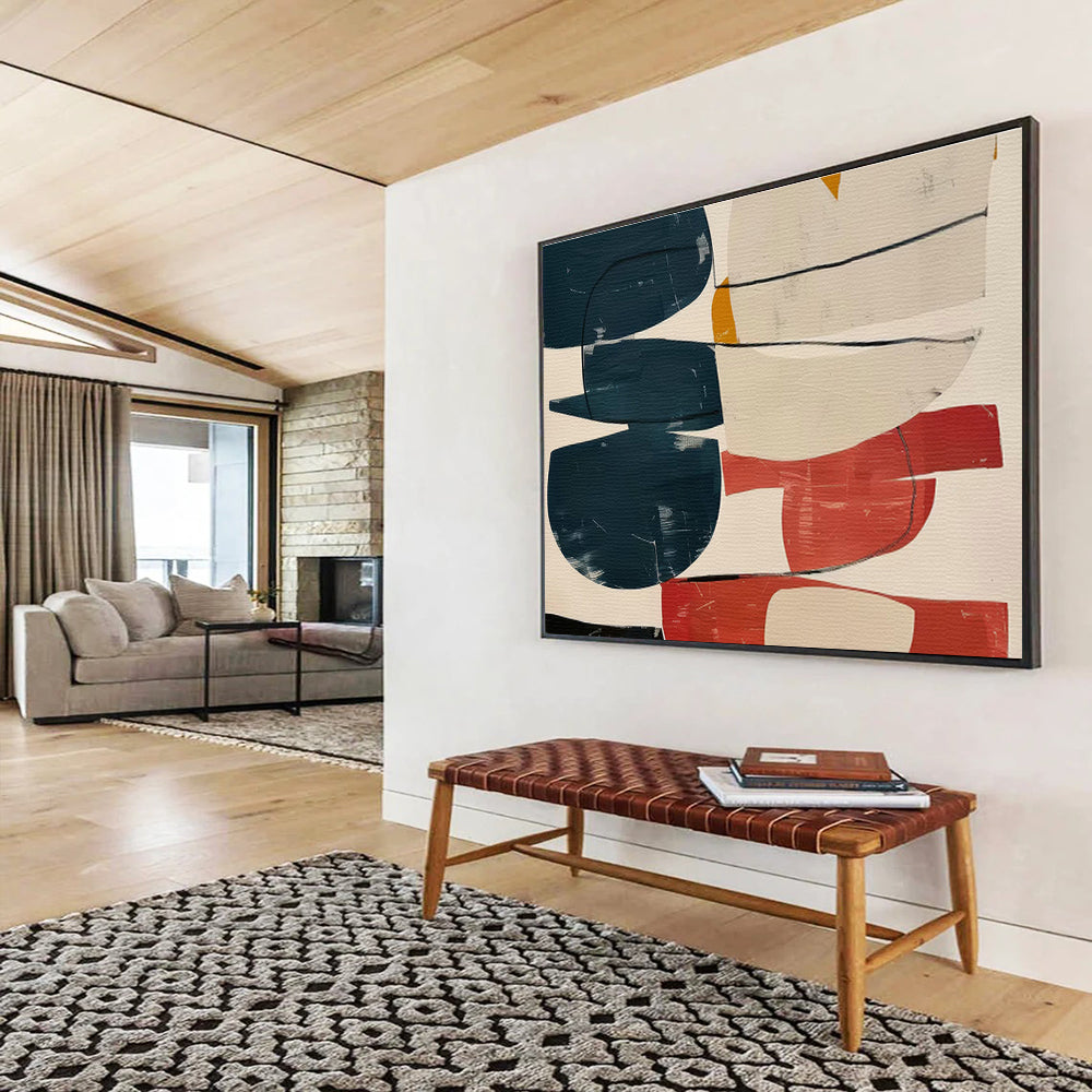 Colorful Geometric Abstract Art for Modern Café Interiors DLZ2524