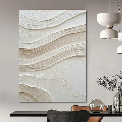 Creamy White Wave Textured Art for Coastal Bedroom & Spa Relaxation Area DLZ1031