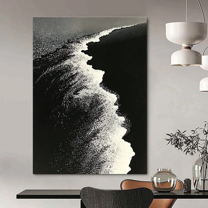 Black and White Wave Art for Modern Monochrome Office & Sophisticated Home Library STSC1430