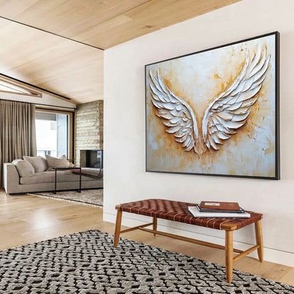 White Angel Wings Art for Spiritual Retreat & Bohemian - Style Home SC004