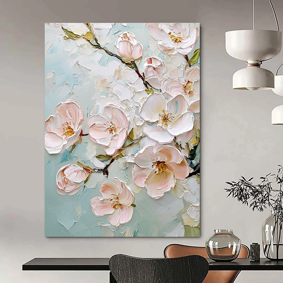 Textured Pink Blossoms for Girly Bathroom & Floral - Themed Tea Room STSC875