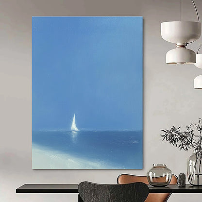 Solitary Sailboat at Sea Art for Coastal Home Living Room & Maritime Museum STSC1062