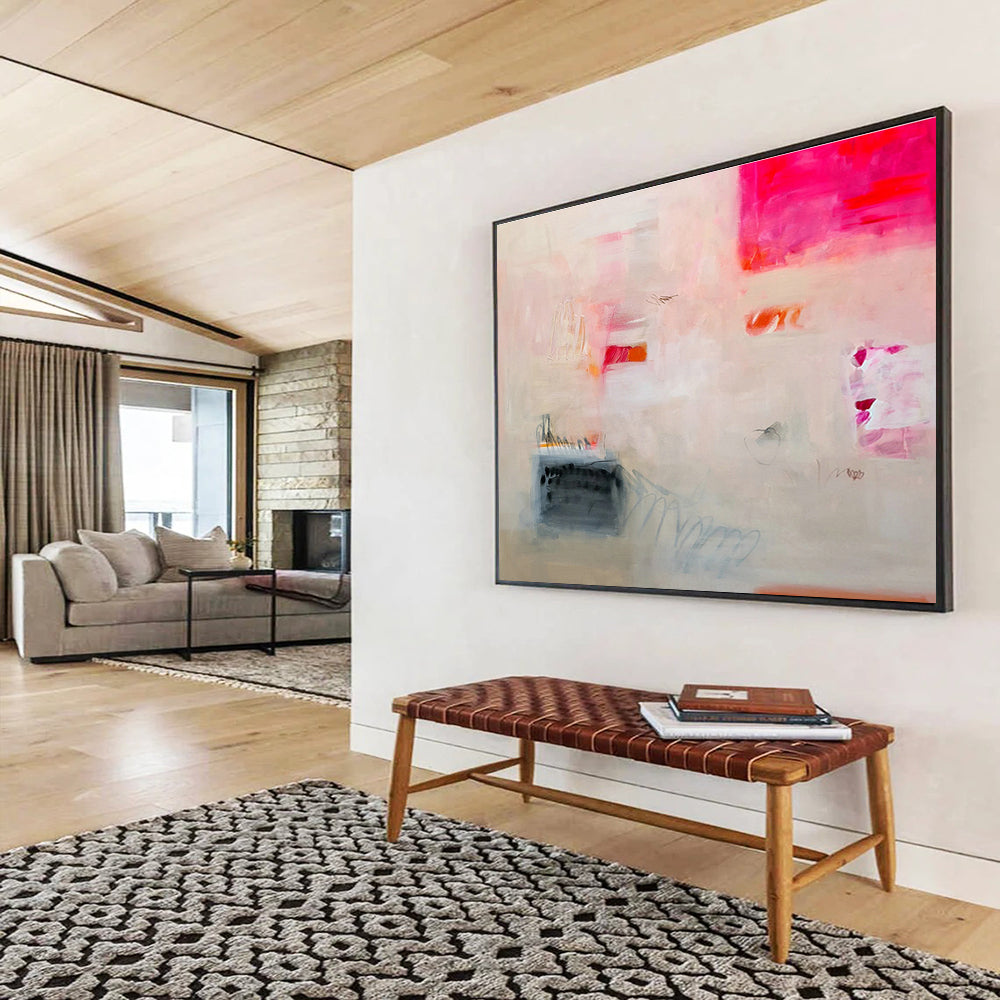 Pink - White Artistic Abstract Art for Cozy Reading Nooks DLZ2409