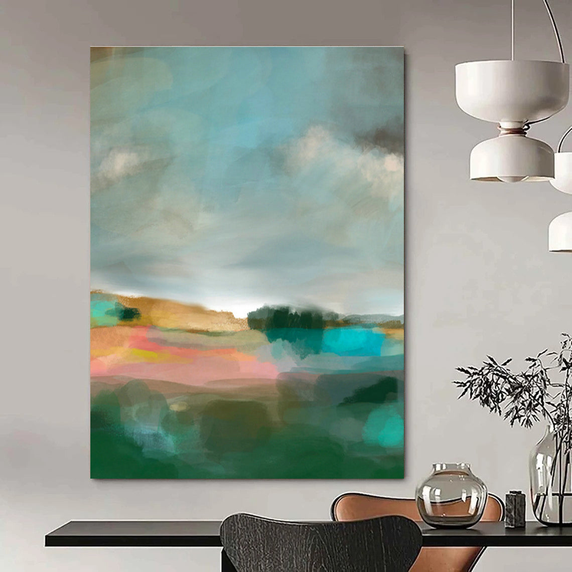 Misty Landscape Abstract Art for Lakeside Villa & Art - Themed Café DLZ0640