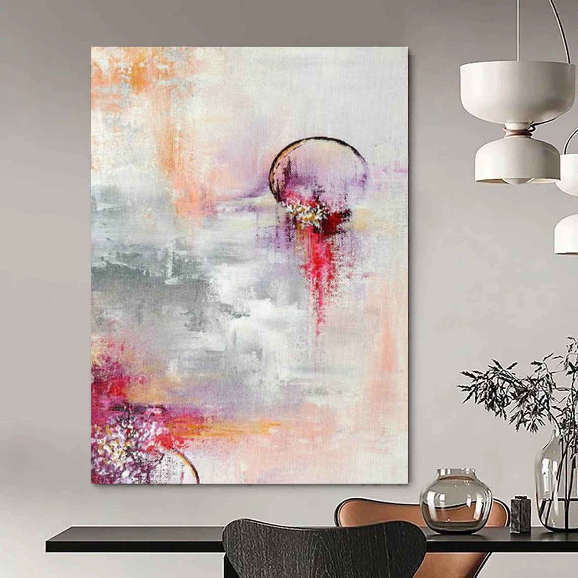 Pink - Purple Abstract Art for Bridal Suite Bedroom Walls DLZ0038