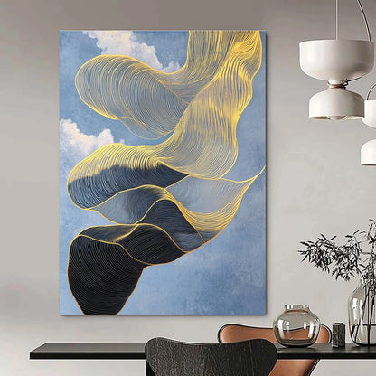 Golden Ribbon - Like Abstract for Luxury Living Room & High - End Spa STSC1283