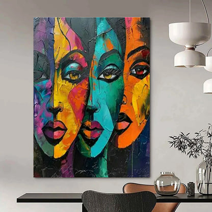 Colorful Portrait Abstract Art for Bohemian Café & Cultural Community Center DLZ1740