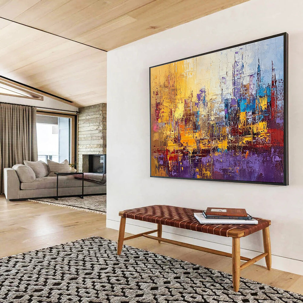 Vibrant Cityscape Abstract Art for Urban Loft & Traveler’s Study SC355