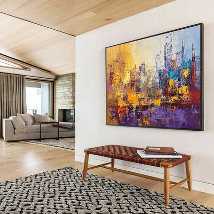 Vibrant Cityscape Abstract Art for Urban Loft & Traveler’s Study SC355