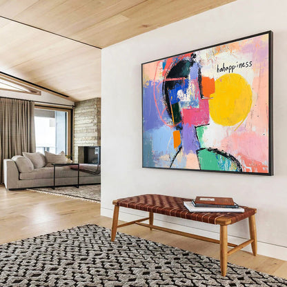 Happy Cubist Face Abstract Art for Cheerful Kitchen & Art Therapy Space SC359