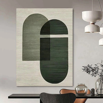 Green - Gray Geometric Abstract Art for Mid - Century Home & Modern Café DLZ1138