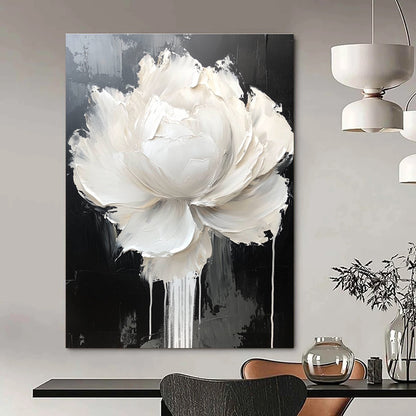 Large White Flower on Black for Luxury Dining Room & High - End Art Showroom STSC517