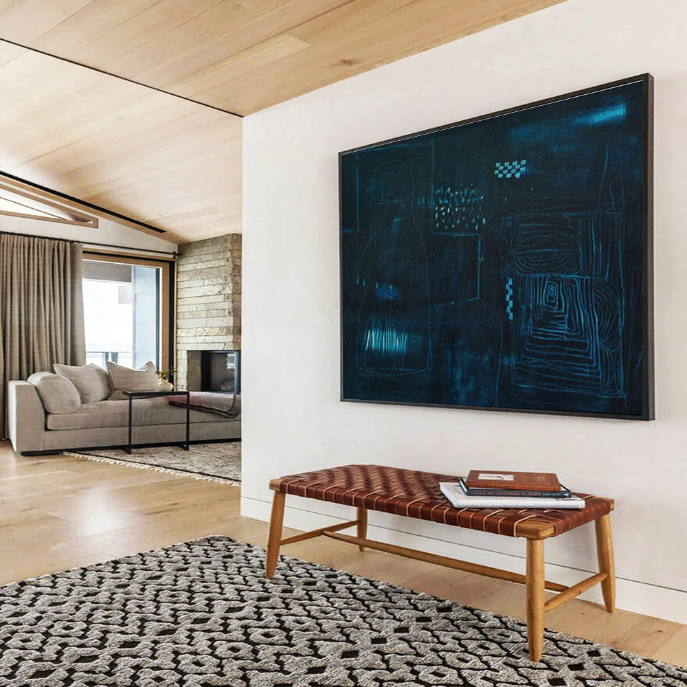 Dark - Blue Line Abstract Art for Mysterious Home Theaters DLZ2407