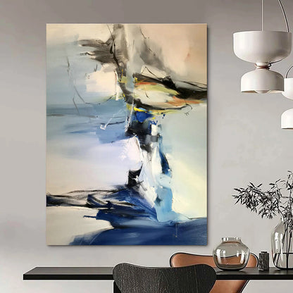 Blue - White Abstract Painting for Coastal Home Office & Seaside Yoga Studio DLZ1294