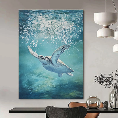 Sea Turtle in Blue for Aquarium - Themed Home & Wellness Center STSC1175