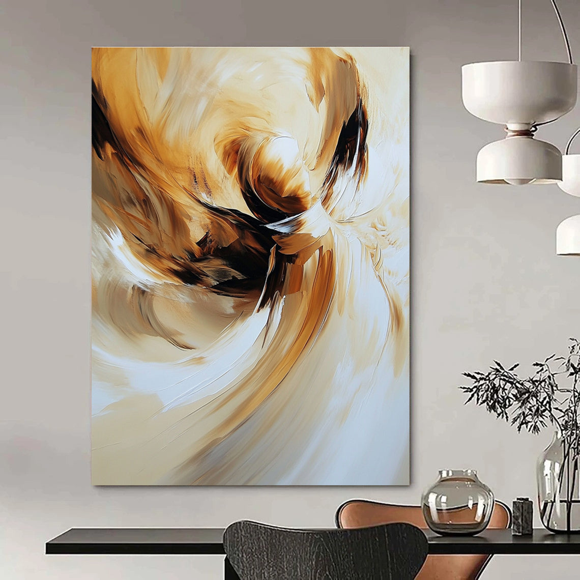 Flowing Golden Abstract for Luxury Hotel Lobby & Upscale Dining Room STSC634