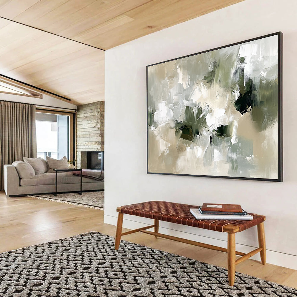 Gray Abstract Brushstrokes Art for Minimalist Office & Modern Gallery SC351
