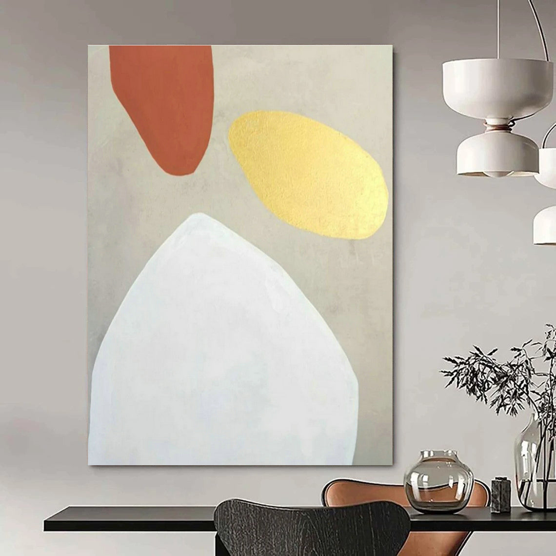 Gray - Gold - Brown Geometric Art for Industrial - Style Loft & Luxury Art Lounge DLZ1893