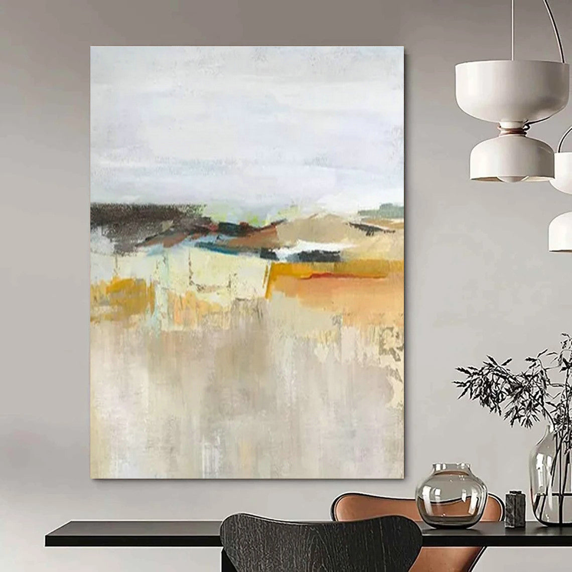 Light - Colored Abstract Landscape for Minimalist Living Room & Art - Loving Office DLZ1823