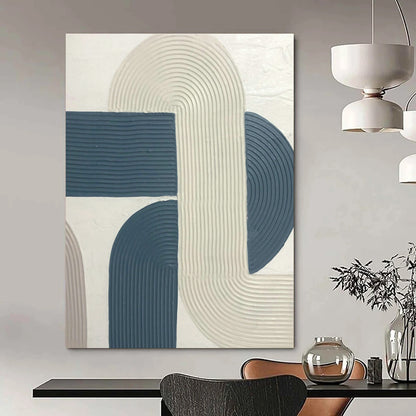 Blue - White Curved Relief Art for Modern Office Lounge & Home Living Room DLZ1170