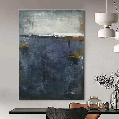 Gray - Blue Abstract Art for Minimalist Bedroom & Art Gallery Lounge DLZ1795