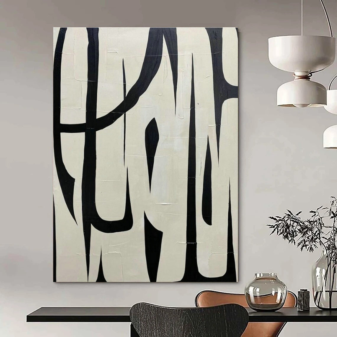 Black - White Abstract Art for Avant - Garde Café & Modern Art Museum DLZ2038