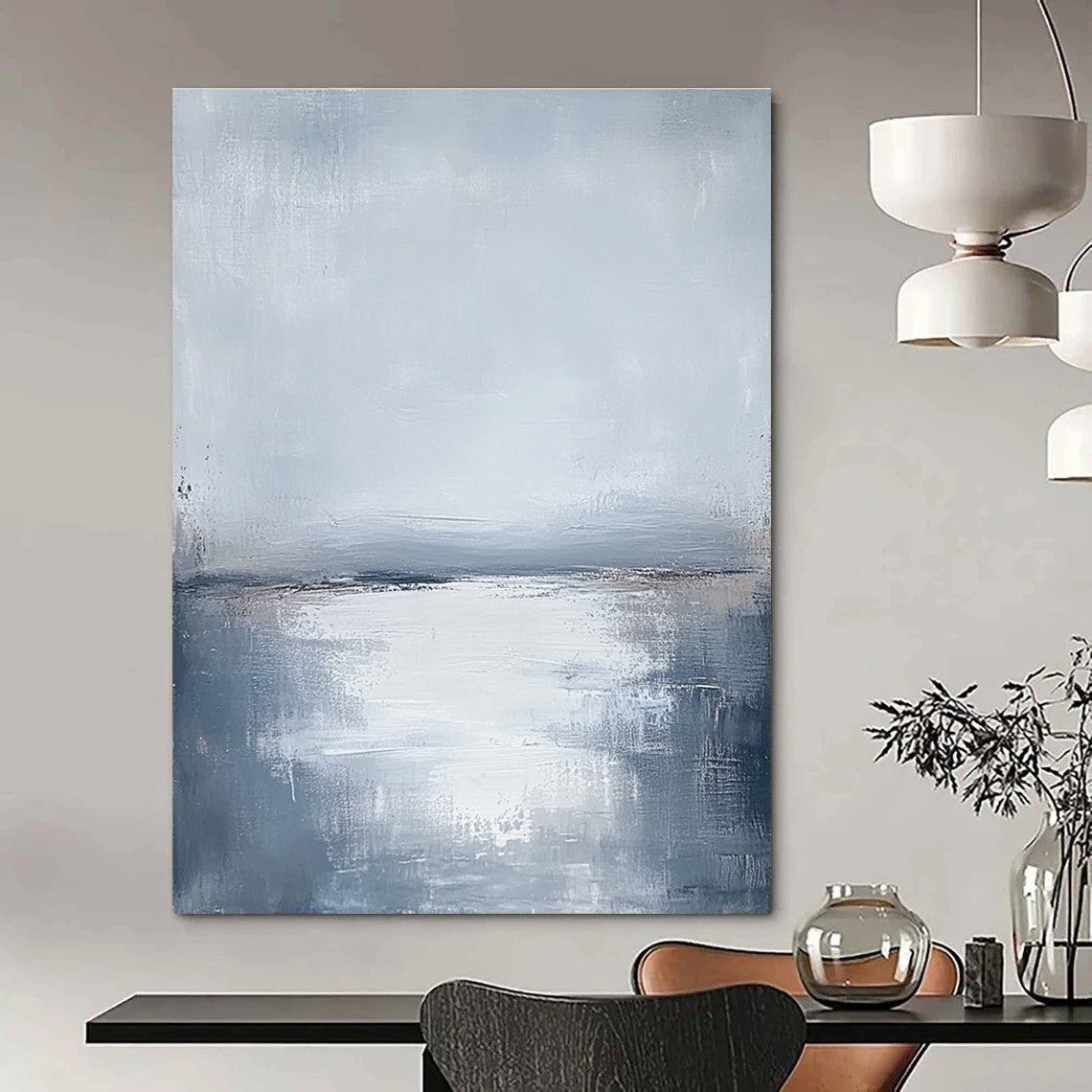 Monochromatic Sea Horizon for Modern Minimalist Bedroom & Calming Meditation Space STSC464
