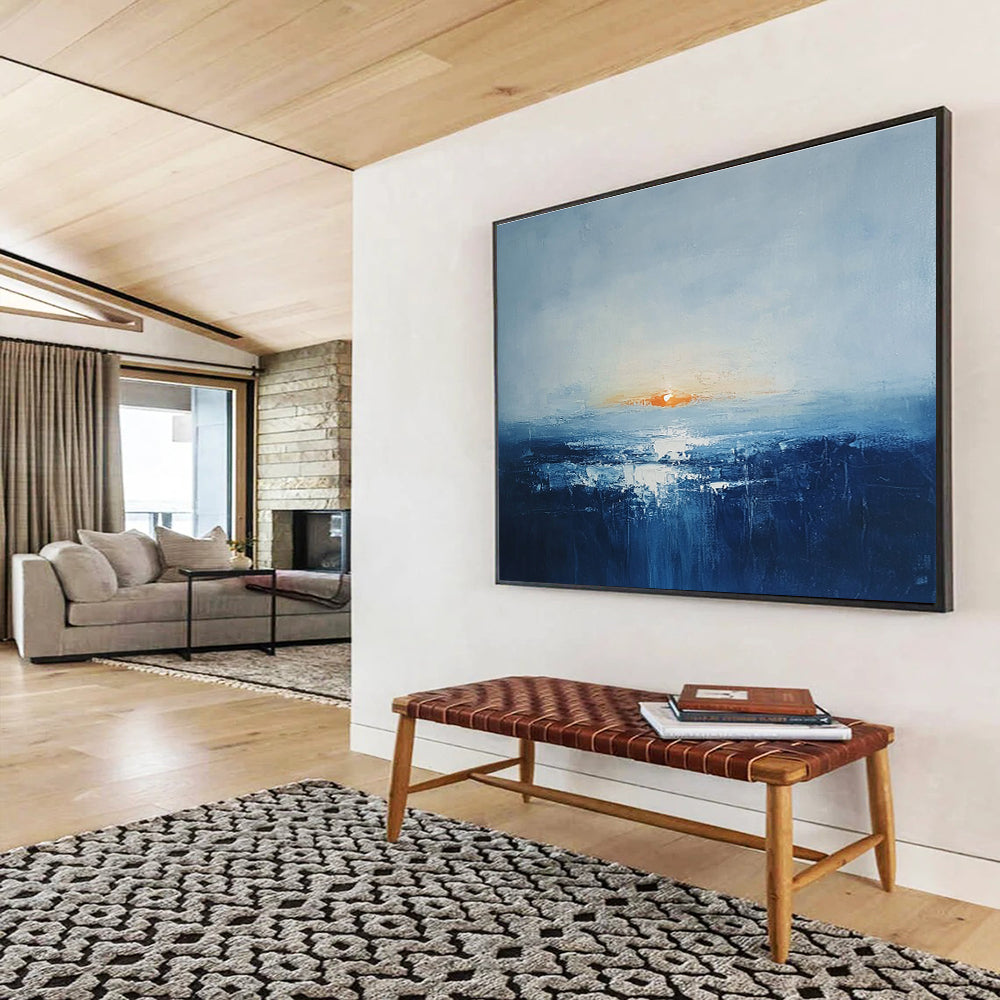 Subtle Sunset Seascape Art for Coastal Home Library & Serene Waiting Room SC106