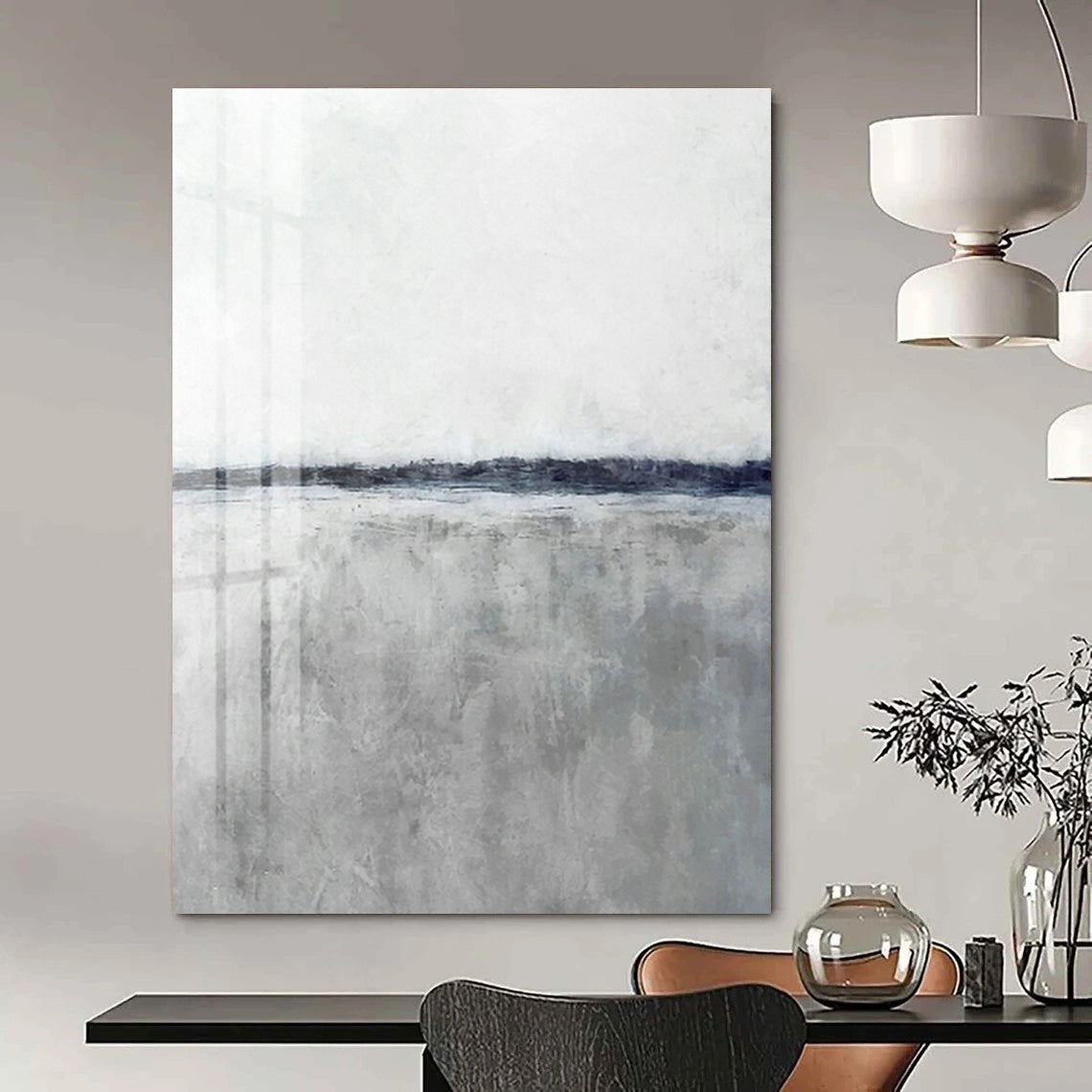 Gray - White Seaside Abstract Art for Coastal Inn & Minimalist Living Room DLZ0679