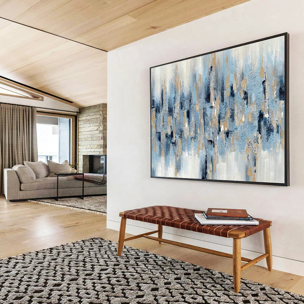Blue - Gold Urban Abstract for Modern Corporate Lobby DLZ2985