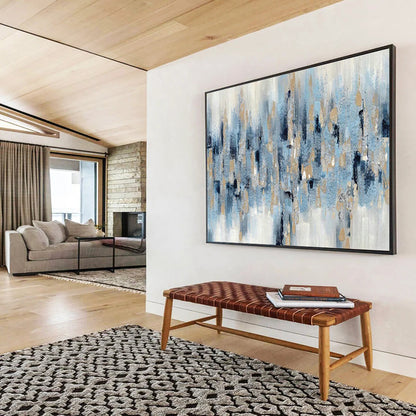 Blue - Gold Urban Abstract for Modern Corporate Lobby DLZ2985