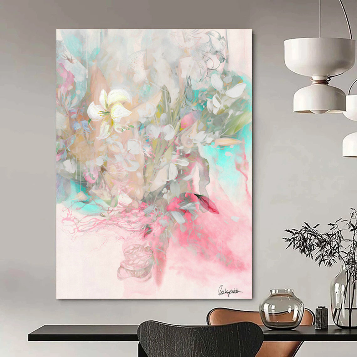 Dreamy Floral Watercolor Art for Wedding Venue & Home Bedroom DLZ1091