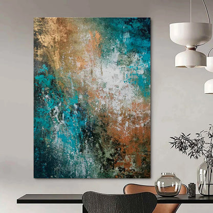 Blue - Green - Gold Abstract Art for Tropical Villa Outdoor Lounge Areas DLZ0018