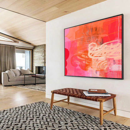 Pink - Orange Vibrant Abstract Art for Energetic Fitness Studios DLZ2451