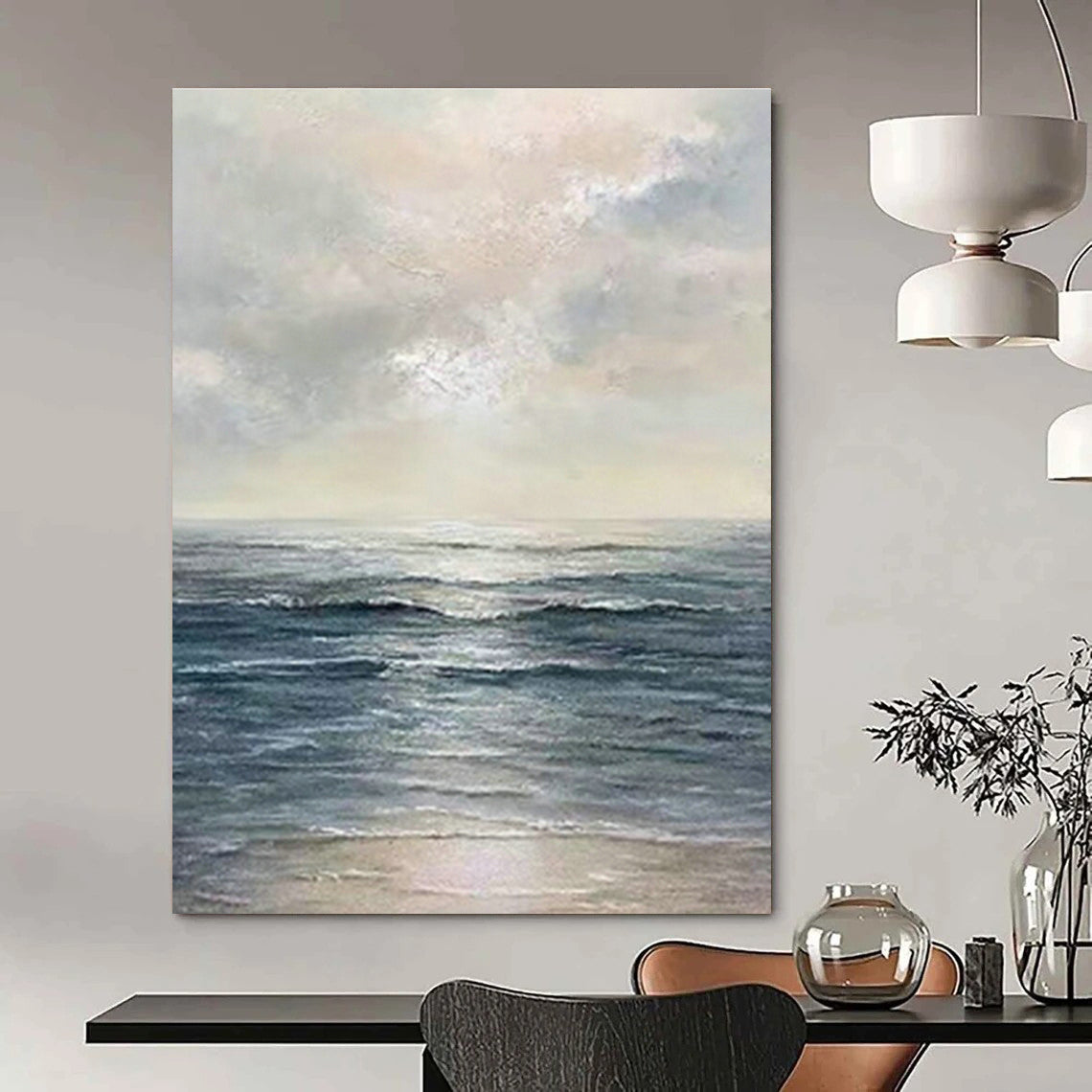 Sea and Sky Serenity Art for Coastal Villa Living Room & Beachfront Hotel Spa DLZ0870
