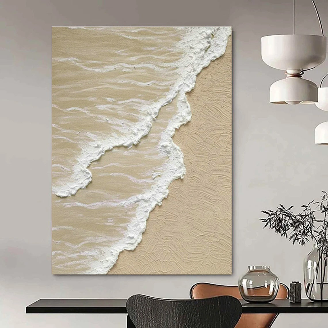 Textured Beach Wave Art for Coastal Home Office & Beachfront Boutique Hotel DLZ1507