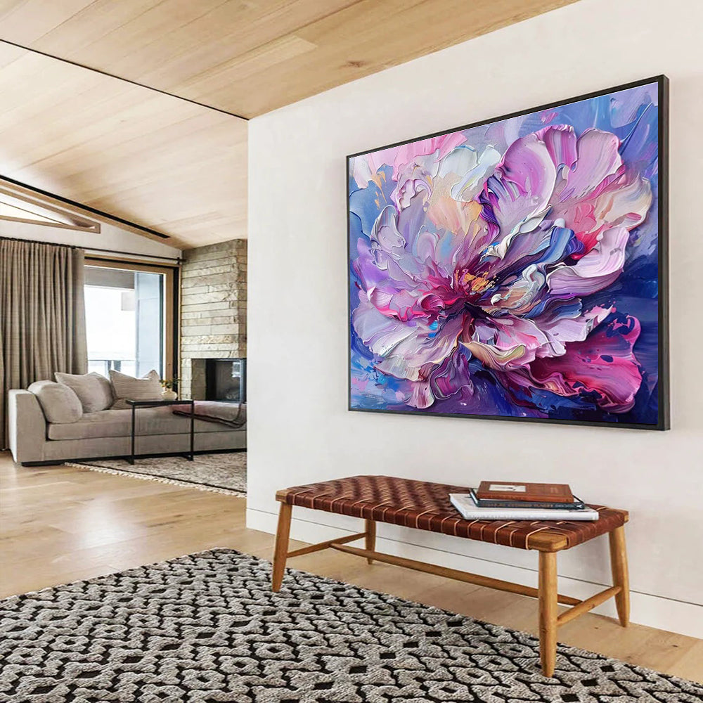 Impasto Pink - Purple Flower Art for Romantic Bedroom Accent DLZ3065