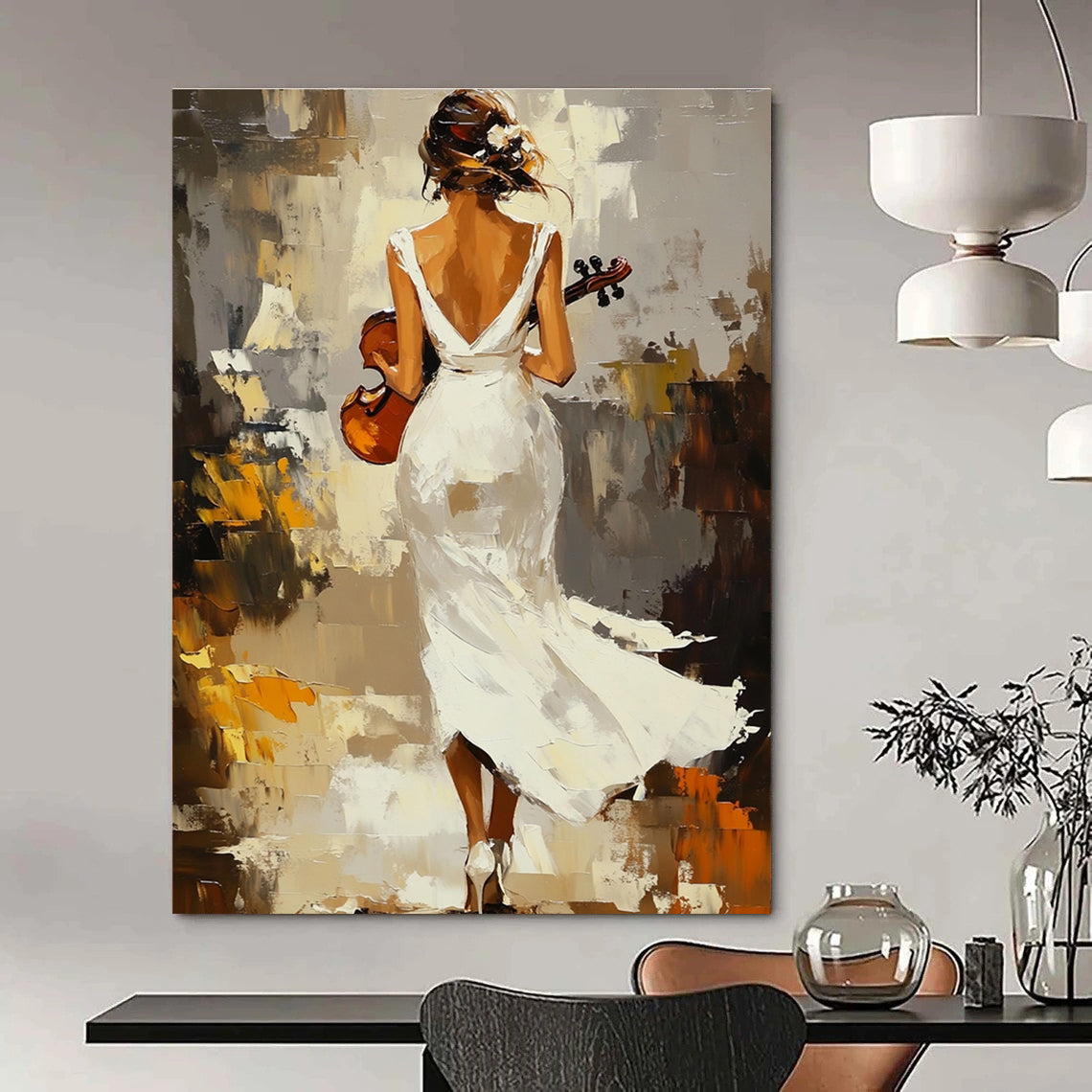 Woman with Violin Art for Classical Music Lover’s Home & Artistic Event Venue STSC1379