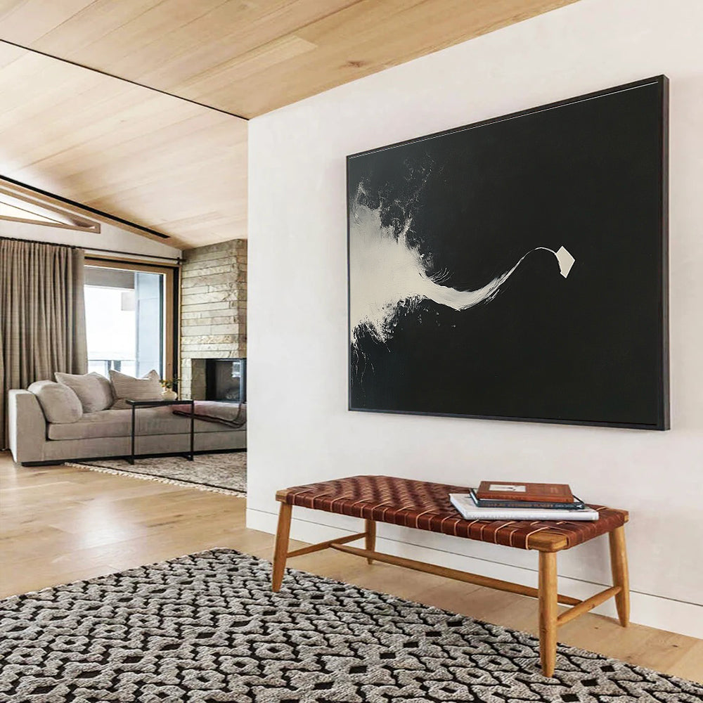 Black White Flow Art for Contemporary Dance Studio & Zen Meditation Space SC096