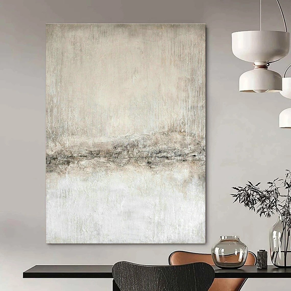 Gray - White Textured Art for Industrial Art Gallery & Monochrome Living Room DLZ1863