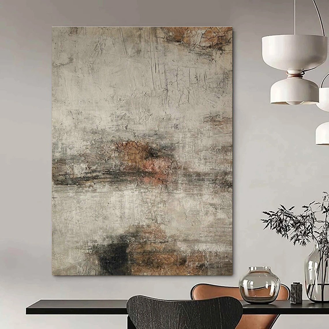 Gray - White - Brown Textured Art for Rustic Restaurant & Art - Themed Hotel DLZ1864