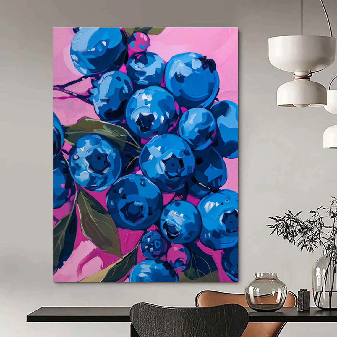 Realistic Blueberry Oil Painting for Fruit Shop & Gourmet Kitchen DLZ0653