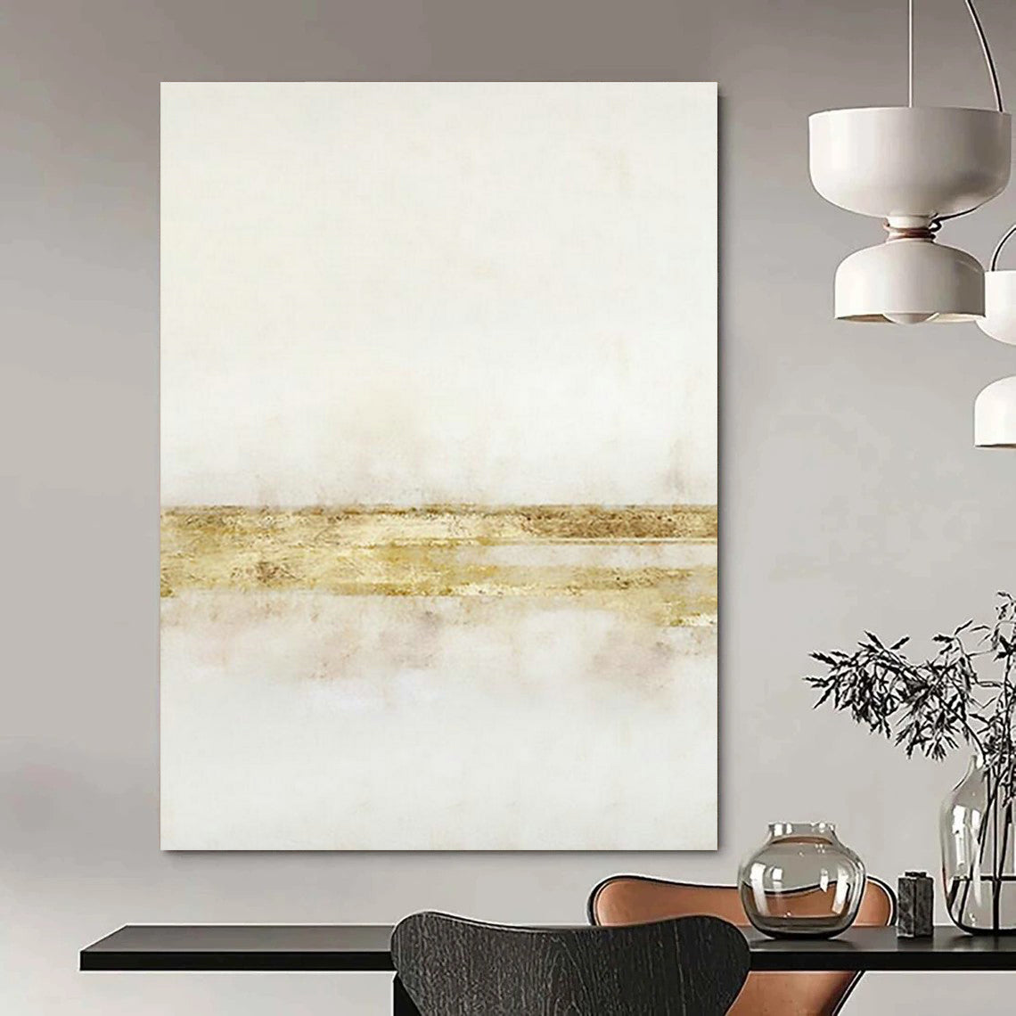 Gold - Striped Abstract Art for Luxury Hotel Lobby & Glamorous Dining Room DLZ2238