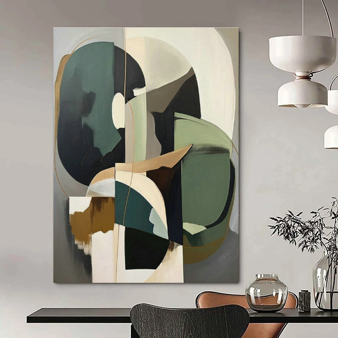 Geometric Abstract Art for Modern Corporate Office & Mid - Century Modern Home Living Room DLZ1619