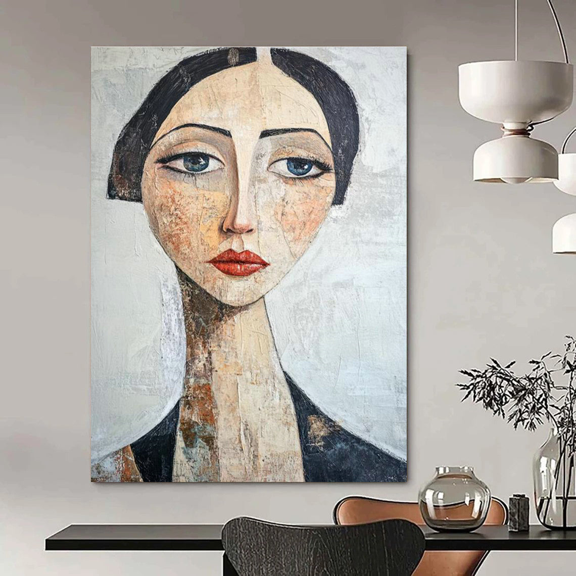 Stylized Female Portrait Art for Modern Home Office & Art - Inspired Café DLZ2354