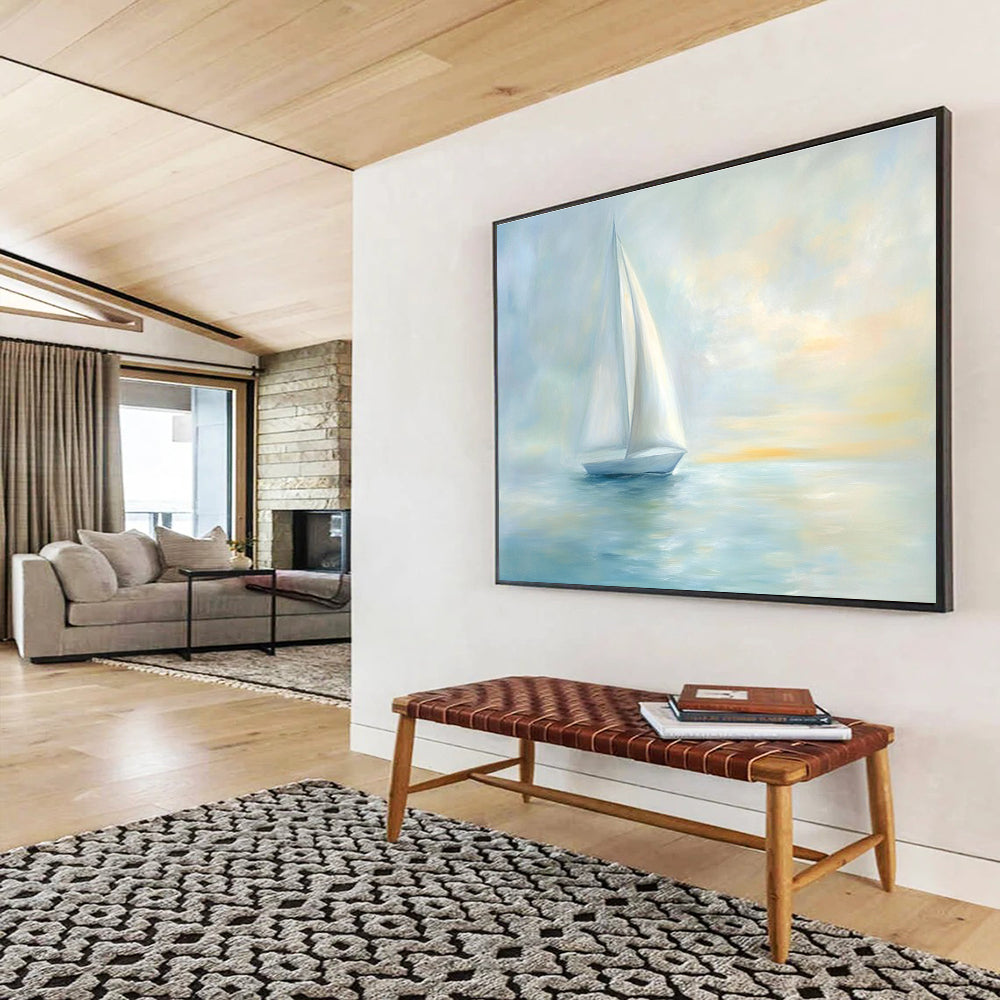Peaceful Sailboat Art: Soothe Bedroom & Lakeside Cottage SC547