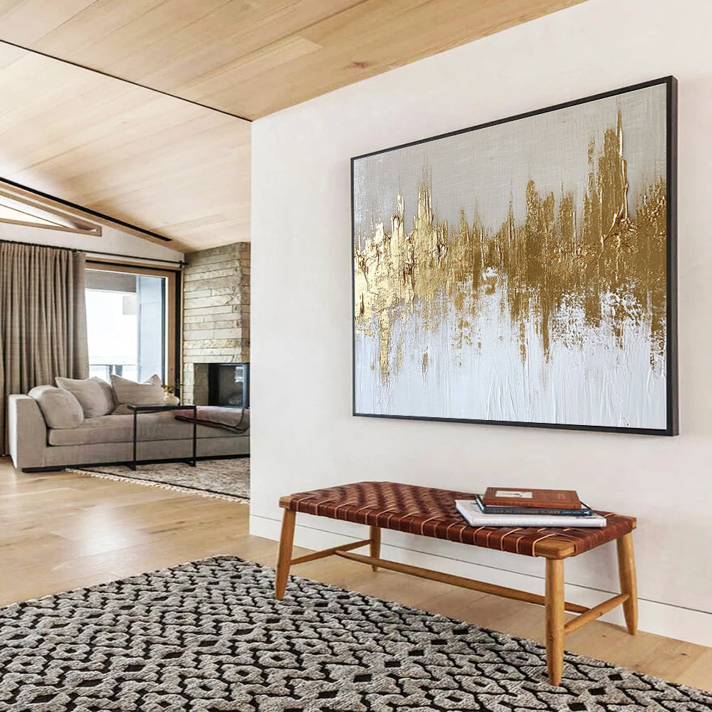 Textured Gold Skyline Art for Industrial - Chic Loft & Contemporary Art Museum SC173